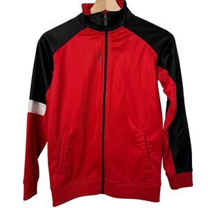 Reebok Red Black White Zip Up Jacket Sweatshirt Quick Dry Youth Boys Size Medium